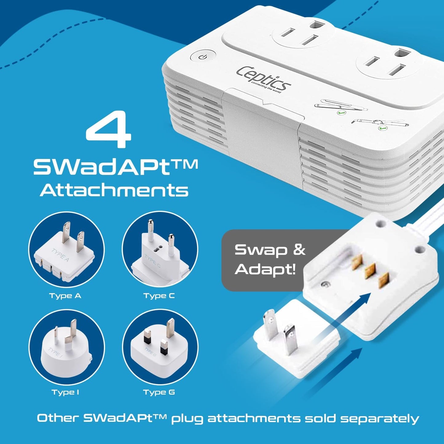 200 W Voltage Converter, Convert 220 V to 110V for Devices like Curling Iron, Straightener, Chargers, Step down World Power Plug - 4 USB Charging Fast QC 3.0 - EU/AU/UK/US Included